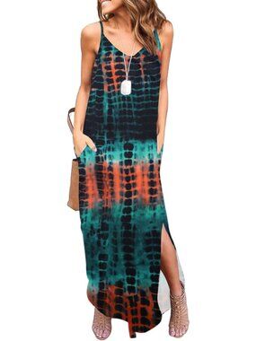 Summer Casual Sleeveless V-Neck Maxi Dress - Strappy Loose Beach Cover-Up with
